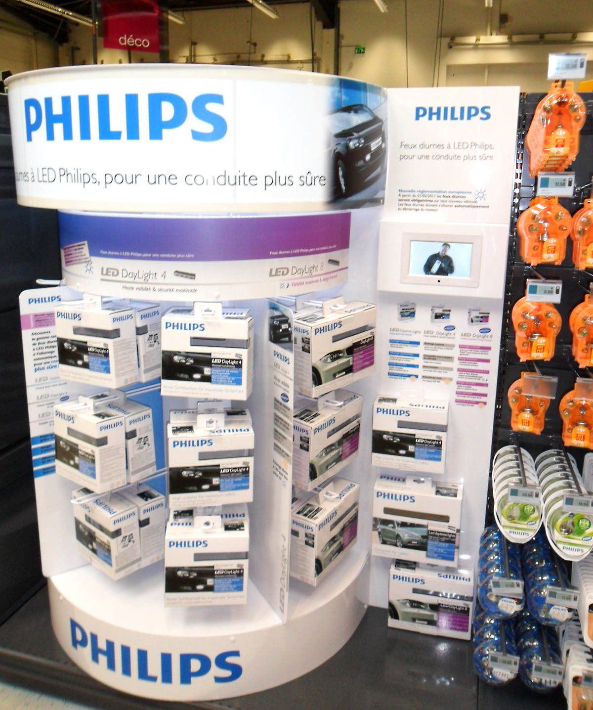 Philips Daytime Running Lights gondola at Carrefour